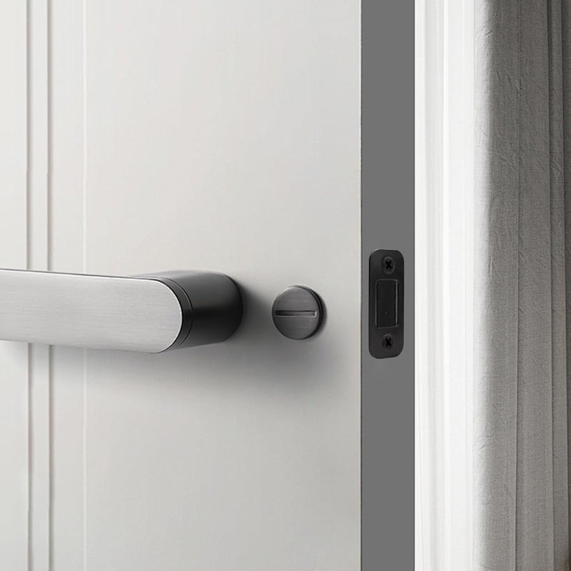 HomeInn Deadbolt Strike Plate Black, 1" x 2-1/4" Round Corner Matte Black Door Strike Plate with Screws - 8 Pack - Image 4